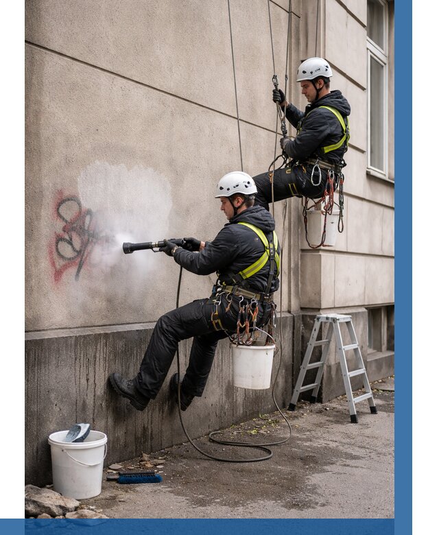 Удаление граффити с фасада в Петрозаводске от 4568 р. | ВЫСОТНИК-Птр