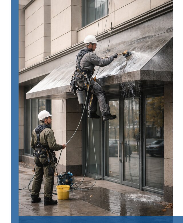 Профессиональная мойка козырьков и навесов в Петрозаводске