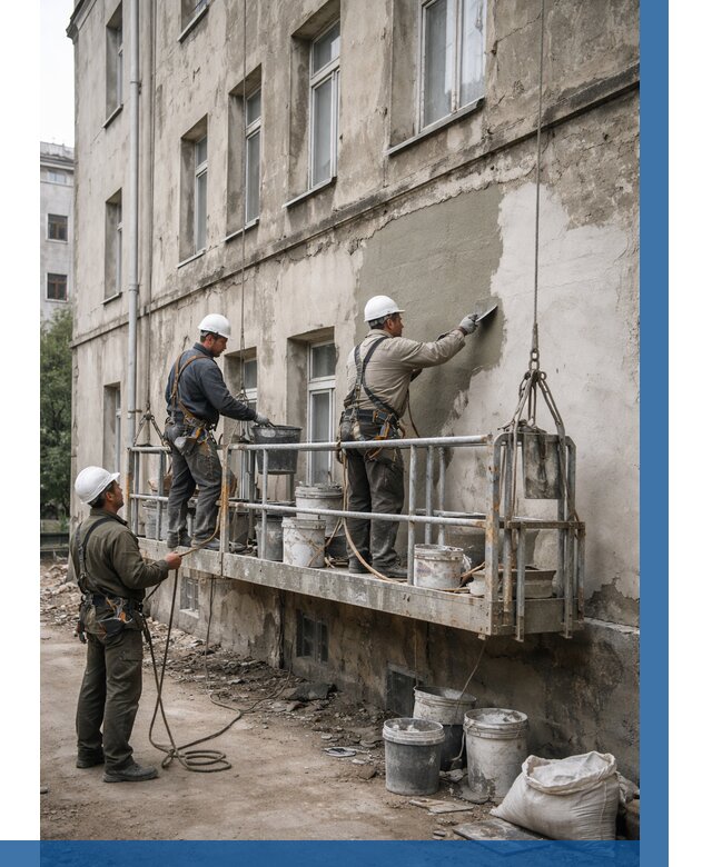 Капитальный ремонт фасада в Петрозаводске от 4263 р. | ВЫСОТНИК-Птр