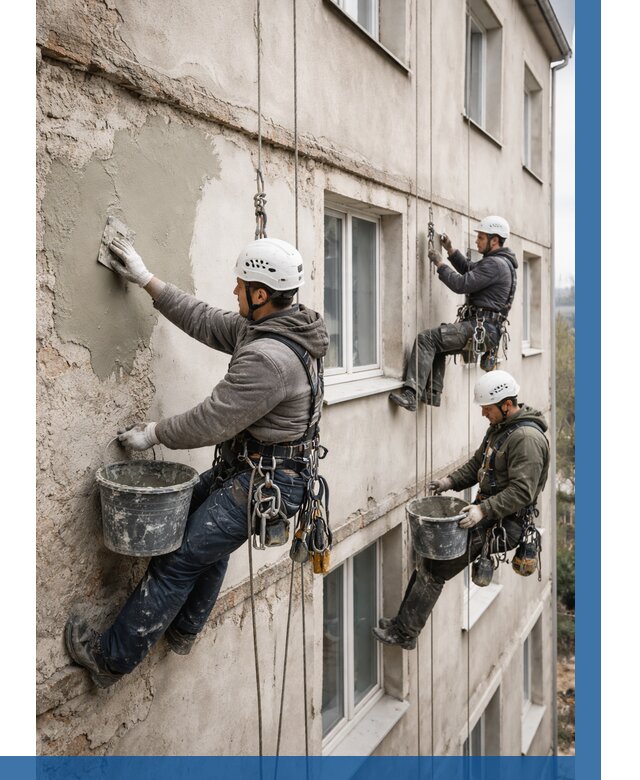 Ремонт штукатурного фасада в Петрозаводске от 761 р. под ключ | ВЫСОТНИК-Птр