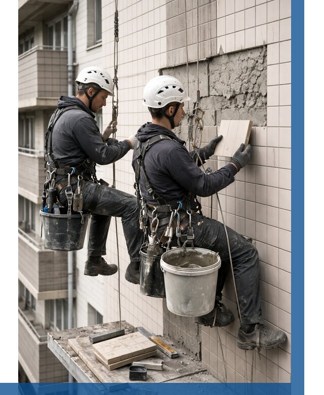 Ремонт облицовки фасада плиткой в Петрозаводске от 1827 р. | ВЫСОТНИК-Птр