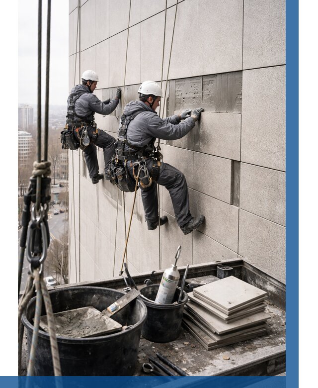 Ремонт фасада из керамогранита в Петрозаводске от 2538 р. | ВЫСОТНИК-Птр