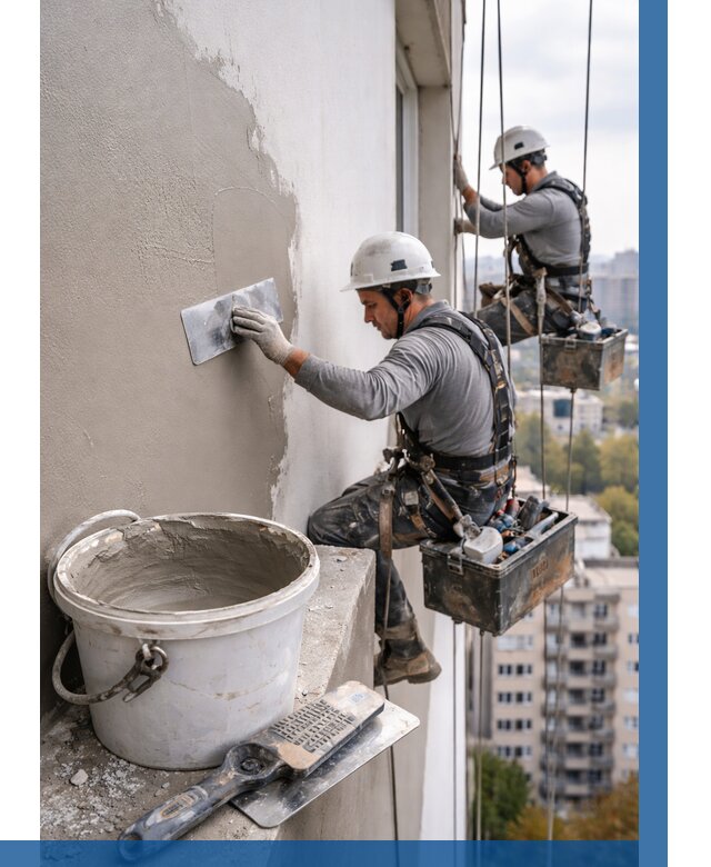 Шпаклевка фасада на высоте в Петрозаводске от 711 р. | ВЫСОТНИК-Птр