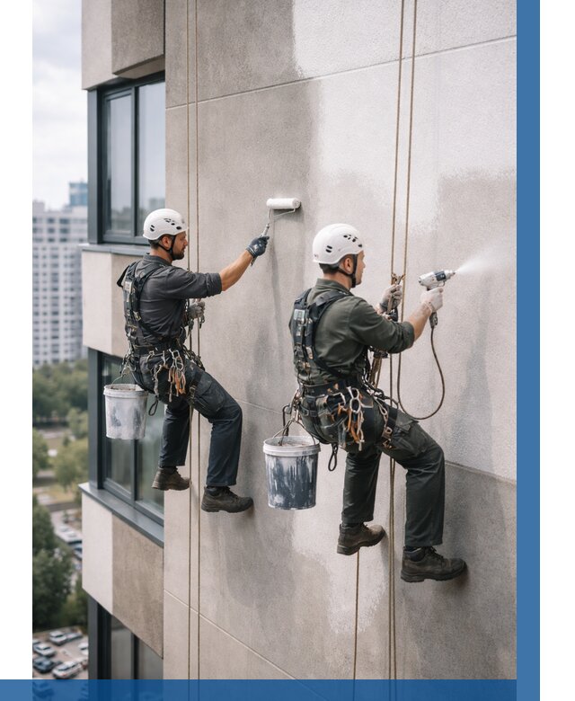 Покраска фасада альпинистами в Петрозаводске от 305 р. | ВЫСОТНИК-Птр