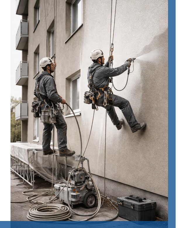 Безвоздушная покраска фасада в Петрозаводске от 223 р/м² | ВЫСОТНИК-Птр