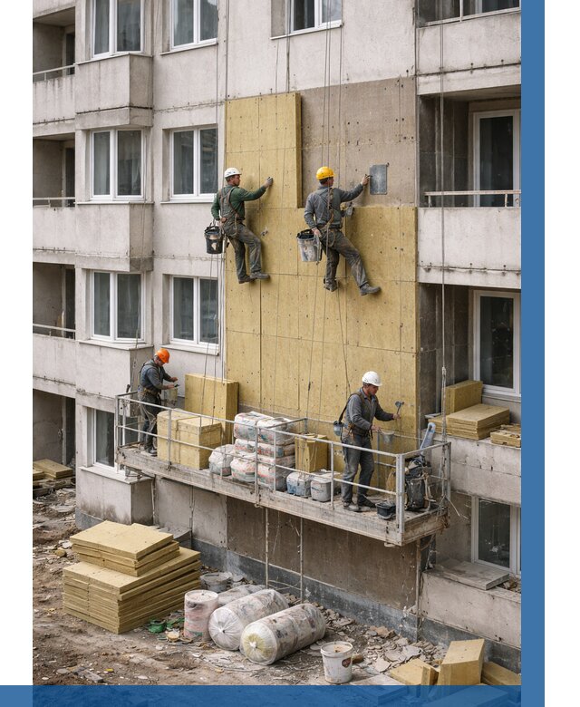 Утепление фасада минватой в Петрозаводске от 1523 р. | ВЫСОТНИК-Птр