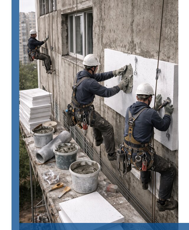 Утепление фасада пенополистиролом в Петрозаводске под ключ