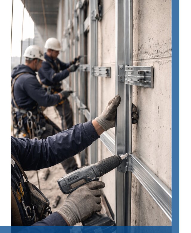 Монтаж подсистемы вентфасада в Петрозаводске от 863 р. | ВЫСОТНИК-Птр