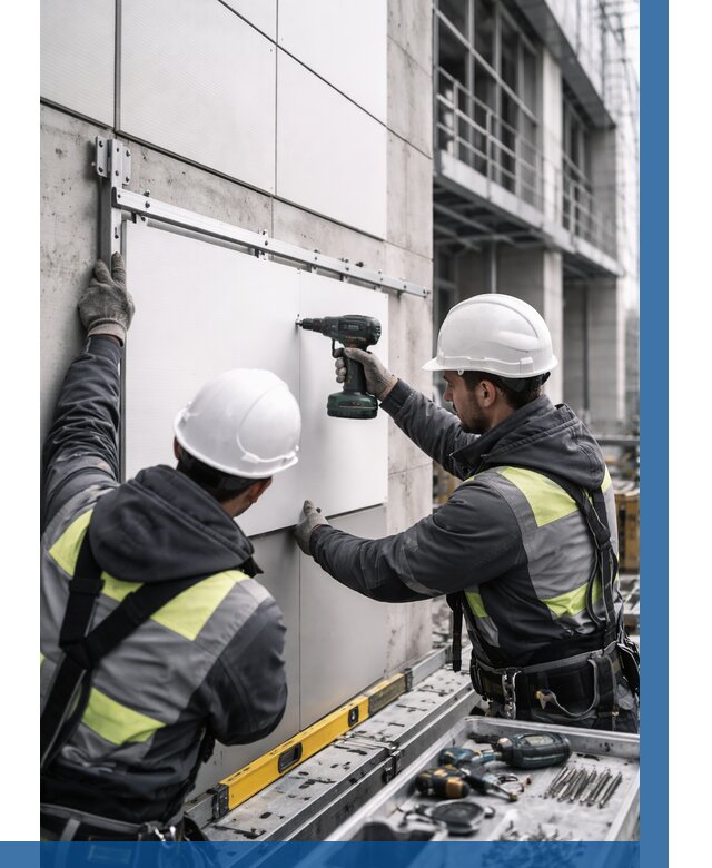 Монтаж композитных панелей фасада в Петрозаводске от 2538 р. | ВЫСОТНИК-Птр