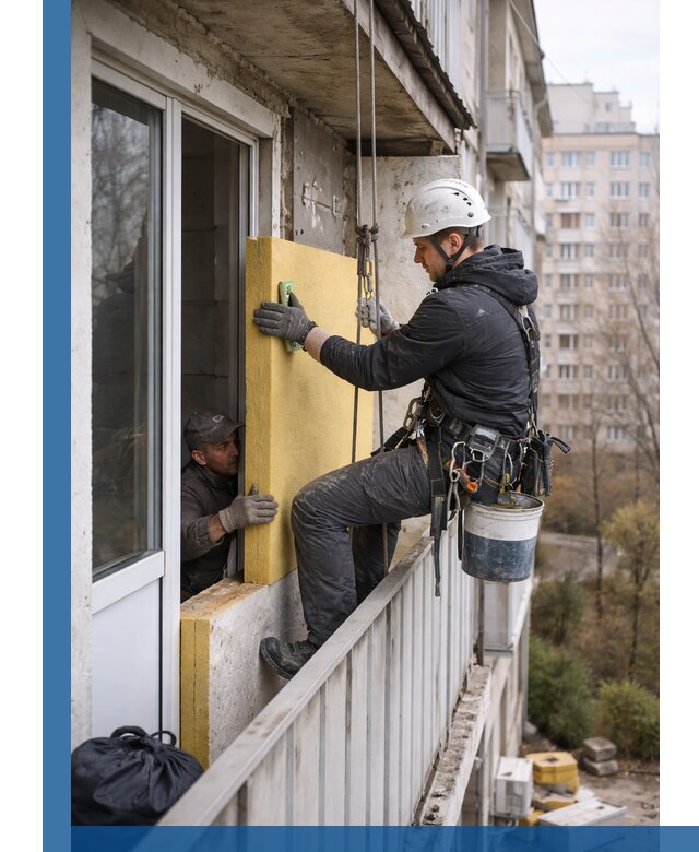Профессиональное утепление балкона снаружи в Петрозаводске под ключ