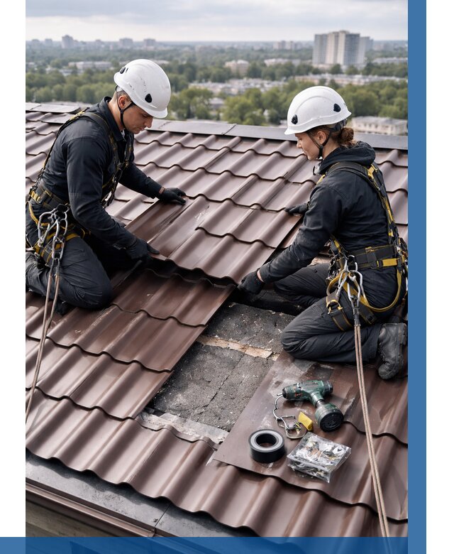 Ремонт металлочерепицы на крыше в Петрозаводске от 914 р. | ВЫСОТНИК-Птр