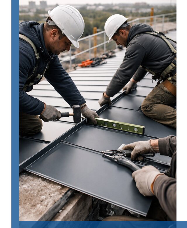 Монтаж фальцевой кровли в Петрозаводске для промышленных зданий