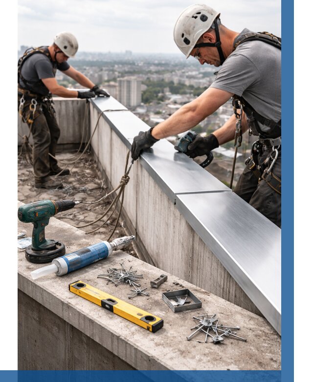 Монтаж парапетных крышек в Петрозаводске от 812 р. | ВЫСОТНИК-Птр