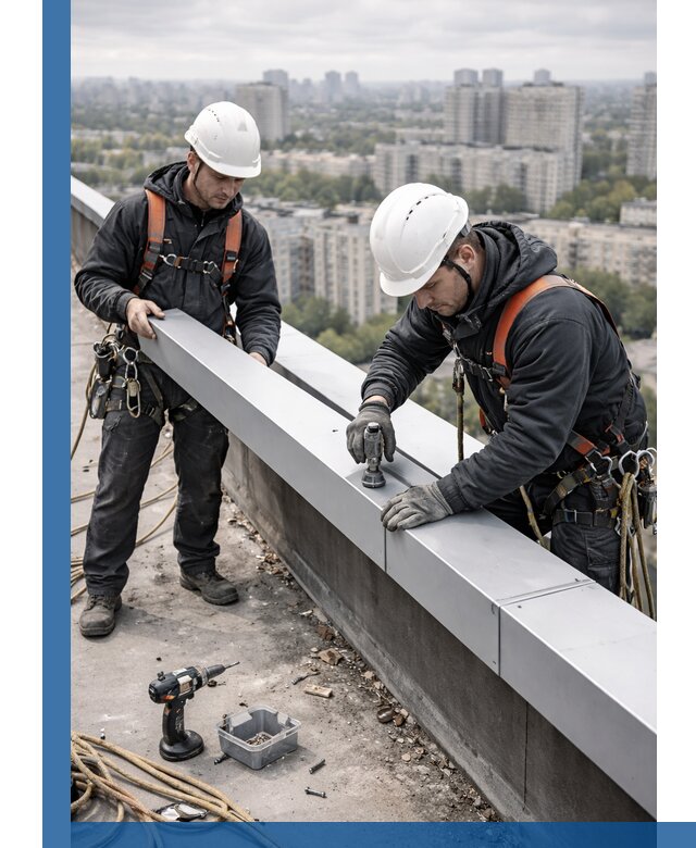 Монтаж парапетных крышек и ограждений кровли в Петрозаводске