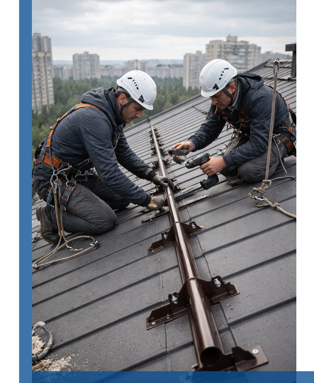 Монтаж снегозадержателей на кровле зданий в Петрозаводске под ключ