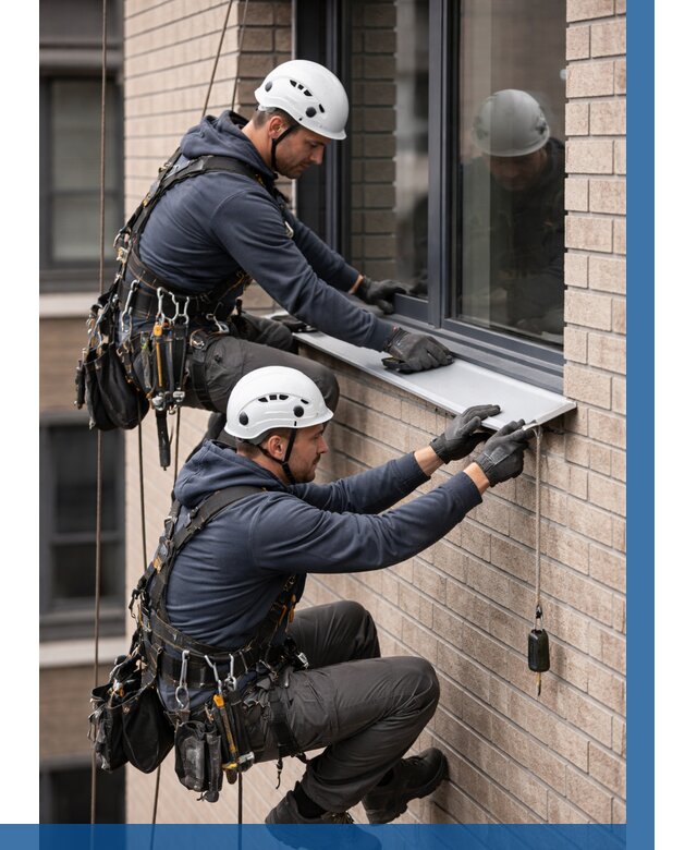 Монтаж оконных отливов под ключ в Петрозаводске от 3553 р. | ВЫСОТНИК-Птр