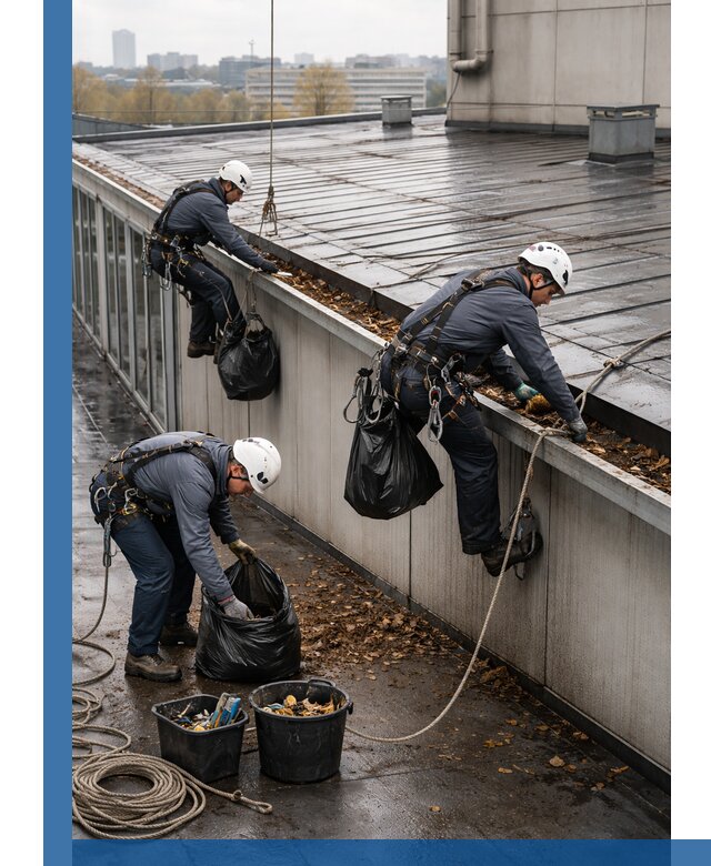 Очистка кровли по периметру в Петрозаводске силами промышленных альпинистов