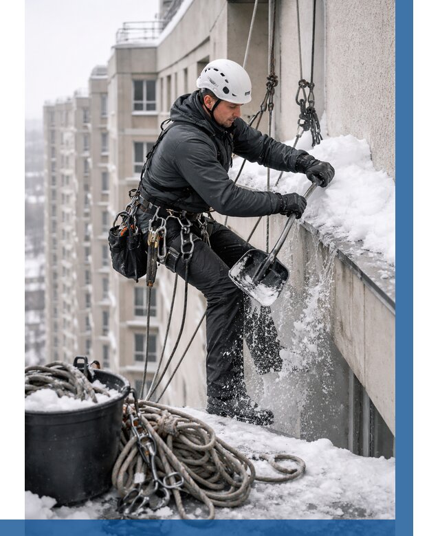 Очистка карнизов от снега в Петрозаводске от 305 р. | ВЫСОТНИК-Птр