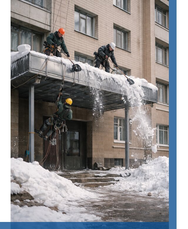 Очистка козырьков от снега в Петрозаводске от 3553 р. | ВЫСОТНИК-Птр