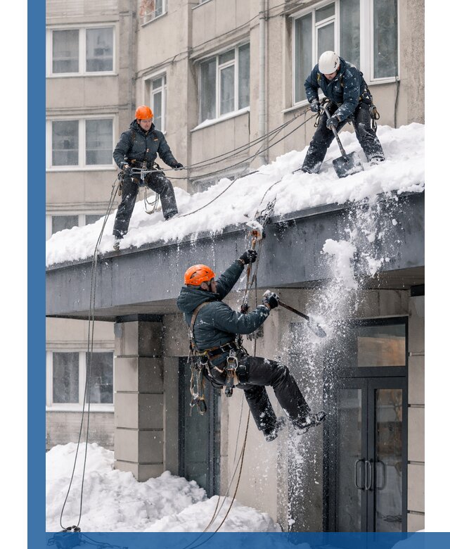 Безопасная очистка навесов от снега в Петрозаводске круглогодично