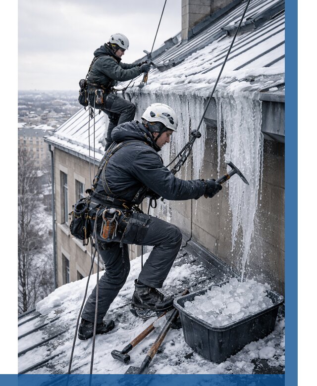 Удаление наледи с кровли в Петрозаводске от 5583 р. | ВЫСОТНИК-Птр