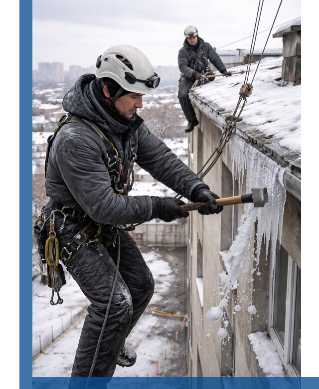 Сбивание и удаление сосулек с крыши в Петрозаводске безопасно