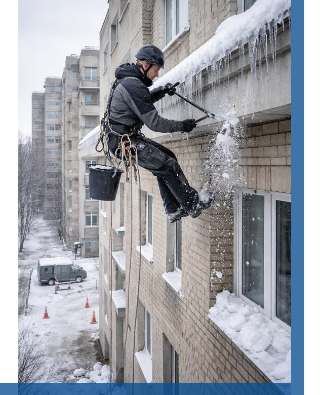 Удаление наледи с карнизов в Петрозаводске от 355 р. | ВЫСОТНИК-Птр