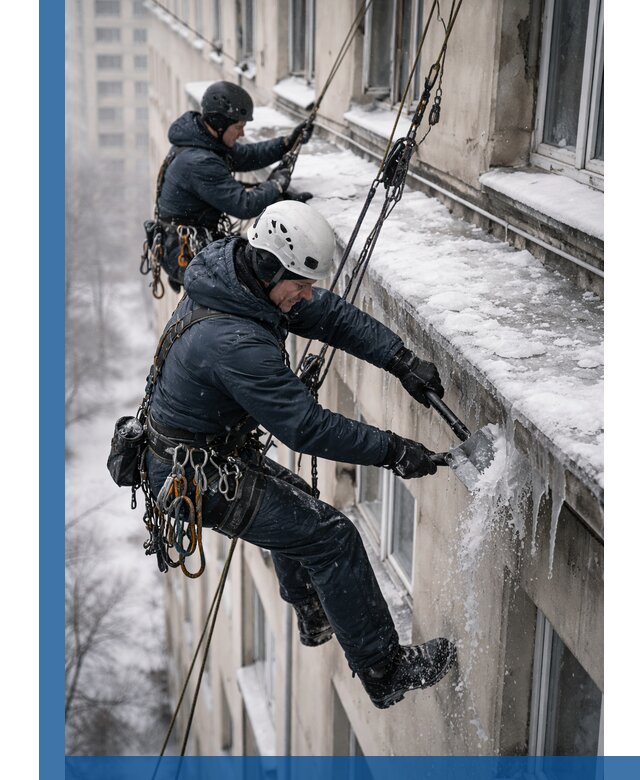 Удаление наледи и сосулек с карнизов в Петрозаводске профессионально