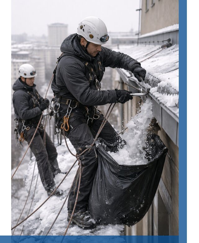 Аварийная очистка крыши в Петрозаводске под ключ от 305 р. | ВЫСОТНИК-Птр