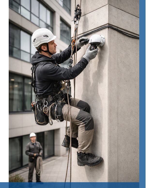 Монтаж камер видеонаблюдения на фасаде в Петрозаводске от 8628 р.-ВЫСОТНИК-Птр