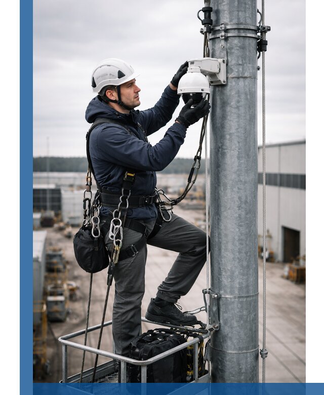 Профессиональная установка видеокамер на мачте в Петрозаводске