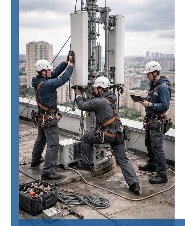 Монтаж антенн связи на крыше в Петрозаводске с вводом в эксплуатацию