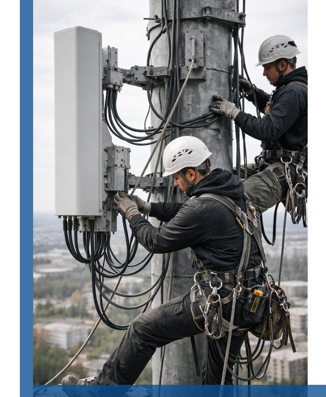 Монтаж оборудования связи на мачте в Петрозаводске с пусконаладкой