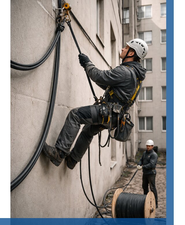 Протяжка кабеля питания на высоте в Петрозаводске от 457 р. | ВЫСОТНИК-Птр