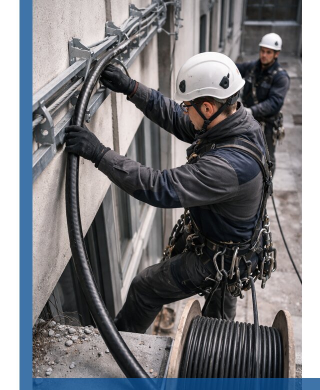 Протяжка кабеля питания на высоте в Петрозаводске с гарантией безопасности и качества