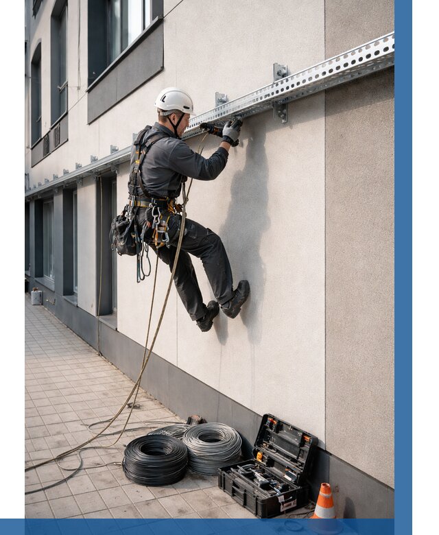 Монтаж кабельных лотков на фасаде в Петрозаводске от 1218 р. | ВЫСОТНИК-Птр