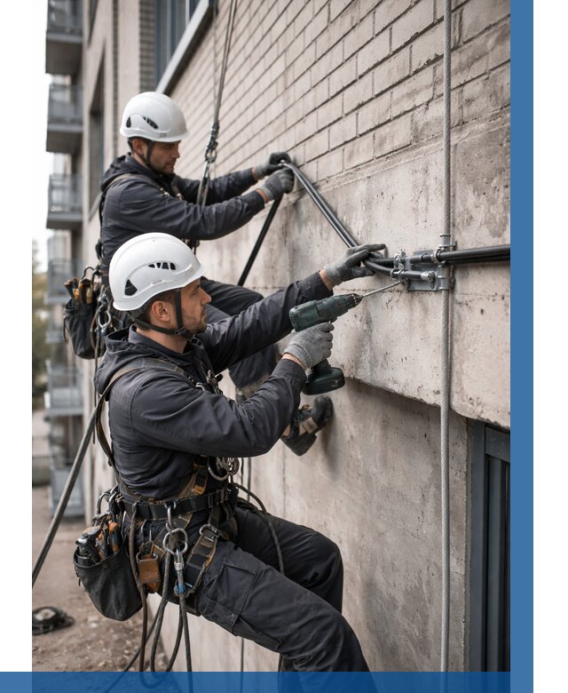 Крепление кабеля на фасаде в Петрозаводске от 355 р. | ВЫСОТНИК-Птр