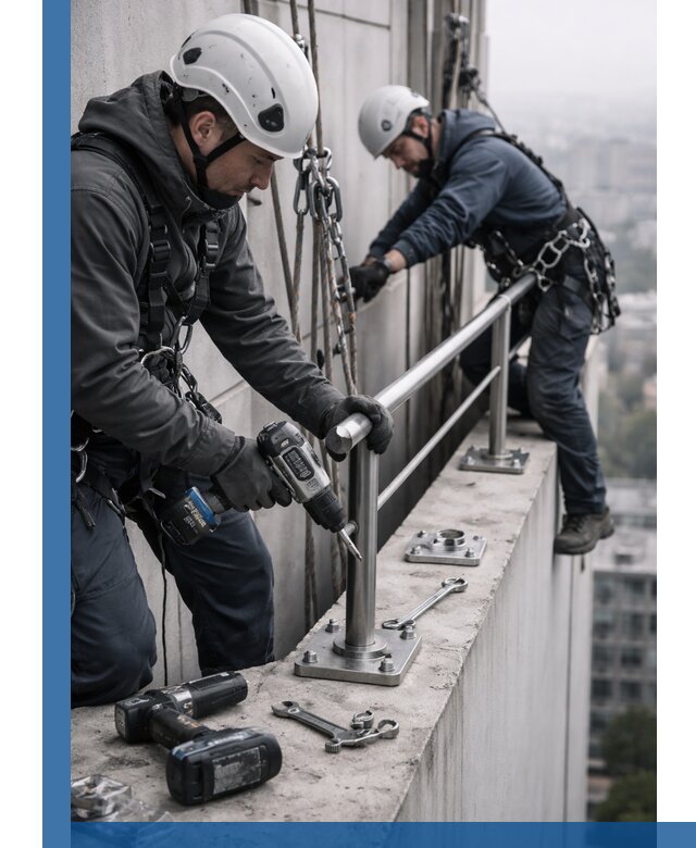 Монтаж перил на высоте в Петрозаводске для жилых и промобъектов