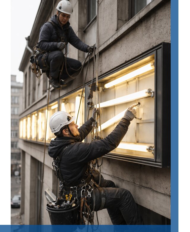 Замена ламп в вывеске в Петрозаводске под ключ от 3553 р. | ВЫСОТНИК-Птр