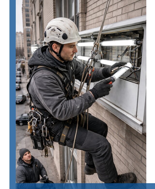 Профессиональная замена ламп в наружной вывеске в Петрозаводске