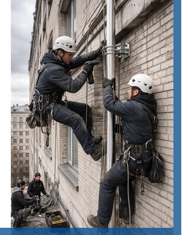 Монтаж флагштока на здании в Петрозаводске от 6598 р. | ВЫСОТНИК-Птр