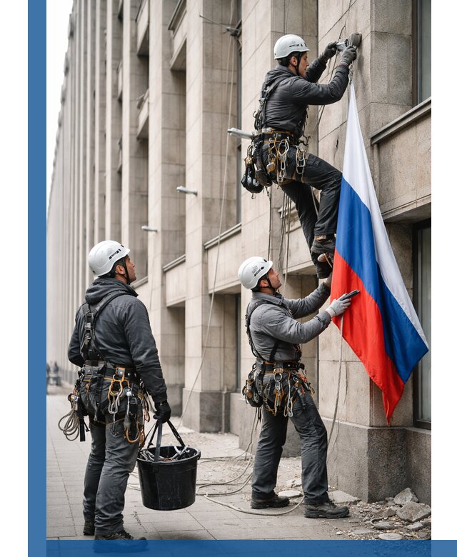 Профессиональная установка флагов на фасаде в Петрозаводске
