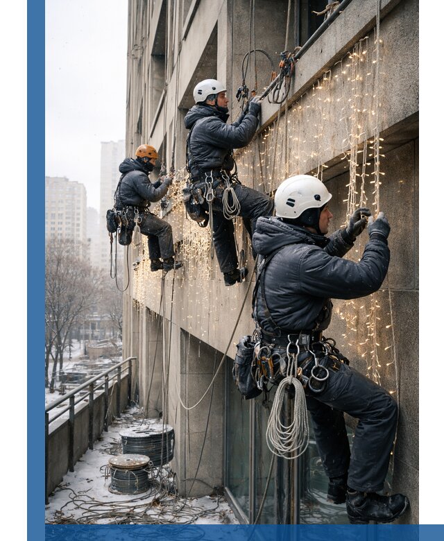 Монтаж новогодней иллюминации и украшение фасадов в Петрозаводске