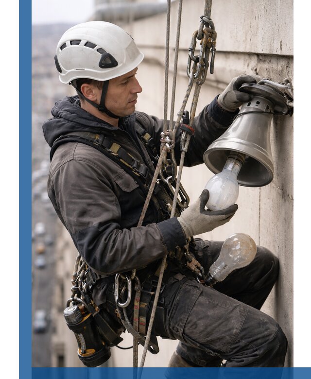 Замена ламп на высоте в Петрозаводске профессионально и быстро