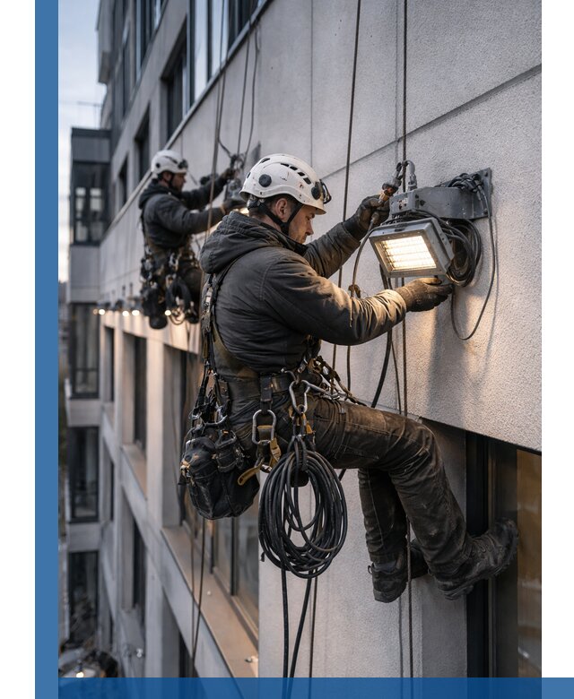 Монтаж фасадного освещения в Петрозаводске установка и подключение