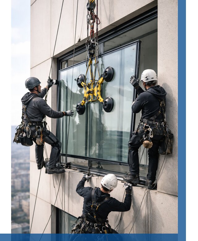 Монтаж стеклопакетов на высоте в Петрозаводске от 3248 р. | ВЫСОТНИК-Птр