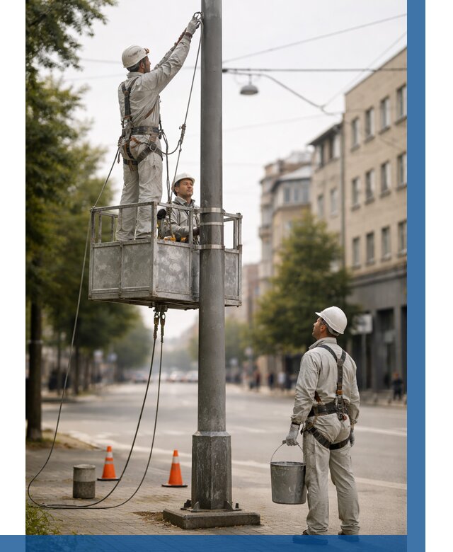 Покраска опор освещения в Петрозаводске от 5075 р. | ВЫСОТНИК-Птр