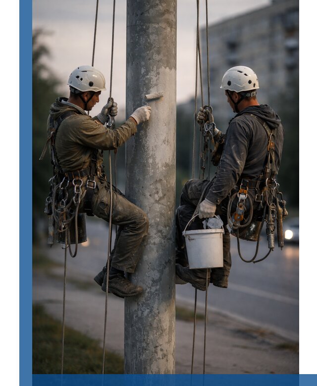 Покраска опор освещения и антикоррозийная защита в Петрозаводске