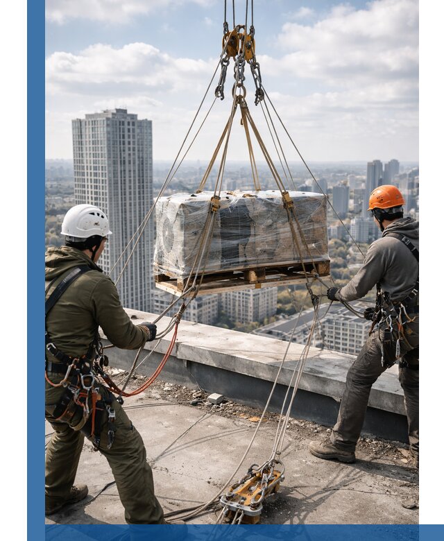 Подъем и монтаж крупногабаритных грузов на крышу в Петрозаводске