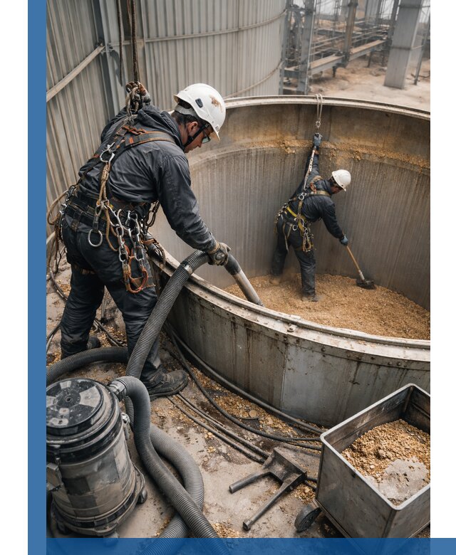 Профессиональная чистка зерновых бункеров в Петрозаводске с выездом